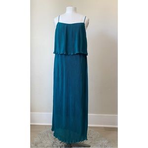 M&S Collection 12 UK Teal Pleated Tier Long Dress